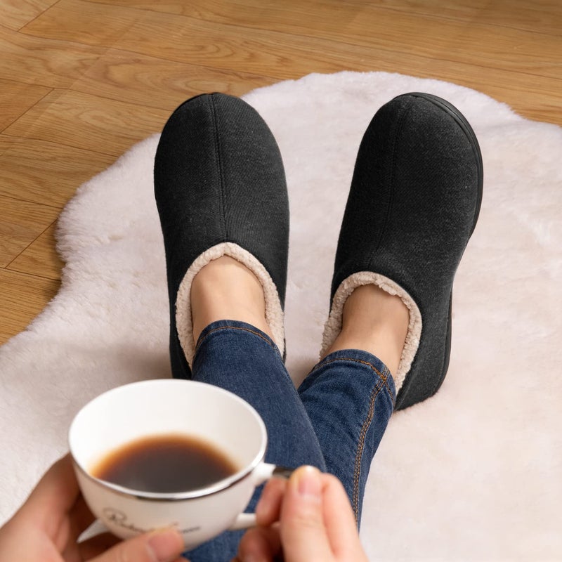 ULTRAIDEAS Women's Indoor Loafer House Slippers with Memory Foam, Ladies Warm Closed Back House Shoes with Non-Slip Outdoor Rubber Soleï¼ˆBlackï¼Œsize 7ï¼‰ - Image 2